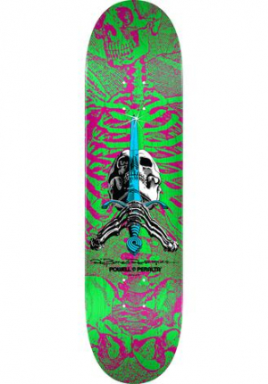 Powell Peralta - Ray Bones Rodriguez - Skull & Sword 8" Skateboard Deck - Green/Black